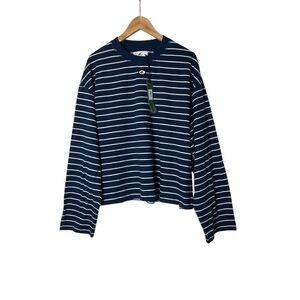 NWT Scuffers Unisex Seas Shirt Blue/White Stripe Long Sleeve T Shirt  XL